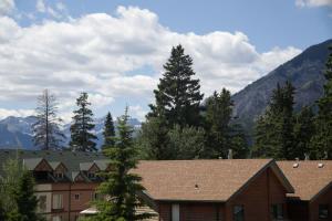 a house with trees and a sky background at High Country Inn in Banff