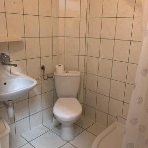 a bathroom with a toilet and a sink at Ryś Słoneczna Góra in Karpacz