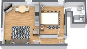 a rendering of a floor plan of a room at The Plough Retreat in Coddington