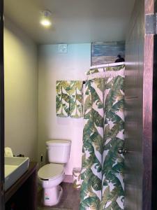 a bathroom with a toilet and a sink at Quinta Lorame in San Antonio de las Minas