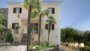 a house with palm trees in front of it at B&B La Residenza Torchiara in Torchiara