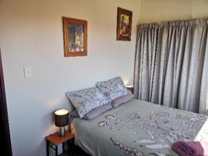 a bedroom with a bed and a lamp on the wall at Mountain Jade Backpackers,Private Rooms & Studios in Hokitika