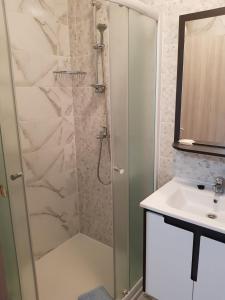 a bathroom with a shower and a sink at Studio Apartment Lili in Zadar