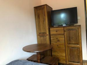 Televízia a/alebo spoločenská miestnosť v ubytovaní Apartament "U OLI"