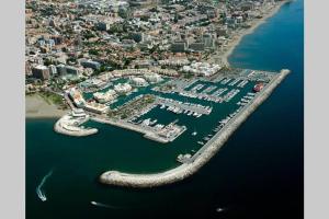 an aerial view of a harbor with a marina at Villa Marina Benalmadena - 5 min walk to the beach, heated pool, spa, 5 bedrooms in Benalmádena