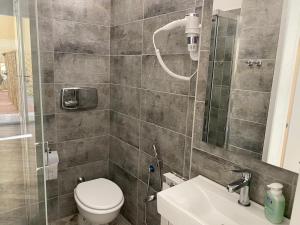 a bathroom with a shower and a toilet and a sink at My Friends in Florence