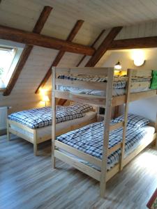 Bunk bed o mga bunk bed sa kuwarto sa Vogesenparadies