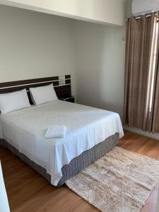 ein Schlafzimmer mit einem großen weißen Bett mit einem Teppich in der Unterkunft SAMIR HOTEL COMFORT in Porto Velho