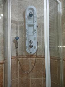 y baño con ducha y manguera. en Luxury Brasov, en Brasov