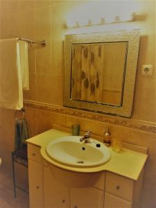 een badkamer met een wastafel en een spiegel bij Casa Carmela in Burgau