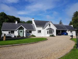 a white house with a gravel driveway at Brookvale in Wellingtonbridge