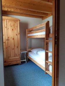 een slaapkamer met 2 stapelbedden en een kast bij Appartement Azalee in Châtel