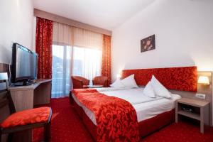 Un pat sau paturi într-o cameră la Hotel Tisa