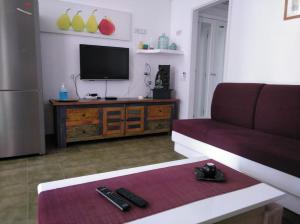 salon z kanapą i telewizorem w obiekcie 2 Calle las Azucenas w mieście Playa del Aguila