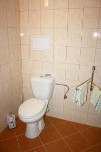 蘇希采的住宿－Ubytování Sušice，瓷砖客房内的白色卫生间浴室