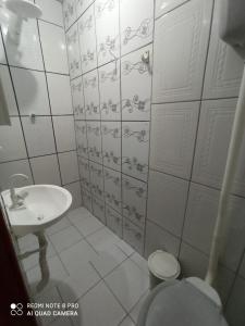 een badkamer met een wastafel en een toilet bij Pousada Sorriso da Mata.. in Alter do Chao