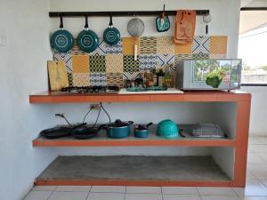 Kuchyň nebo kuchyňský kout v ubytování Downtown Hostel Chetumal