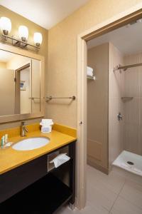 a bathroom with a sink and a shower at Quality Inn & Suites Downtown Windsor, ON, Canada in Windsor