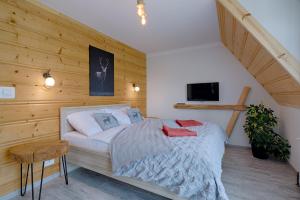 Televízia a/alebo spoločenská miestnosť v ubytovaní Apartament Góralska Ostoja prywatne wejście widok na Tatry