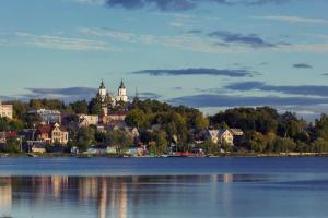 a town on the shore of a large body of water at Pas Romaną in Zarasai