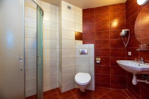 a bathroom with a toilet and a sink at Apartamentai "Tenisas" in Palanga +29 photos