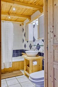 メタビエにあるAppartement privatif type chalet cosy et calmeのバスルーム(トイレ、洗面台付)