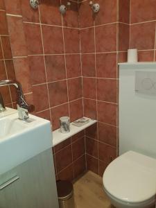 a bathroom with a toilet and a sink at L'évasion in Honfleur