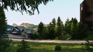 布列瑟農的住宿－Forestis Dolomites，树木林立的田野中的房子