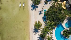 an overhead view of the beach and the ocean at Portofino Beach Resort-An Authentic Island Escape! in San Pedro