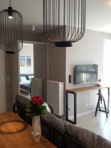 Televízia a/alebo spoločenská miestnosť v ubytovaní Apartament Bel Mare D 411