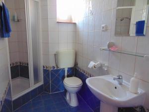 a bathroom with a toilet and a sink at Apartments Petra in Biograd na Moru