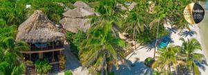 an aerial view of a resort with palm trees at Portofino Beach Resort-An Authentic Island Escape! in San Pedro