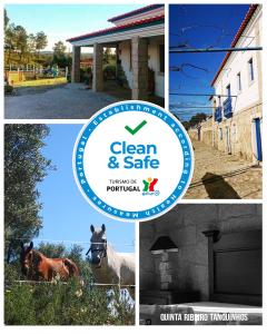 un collage de fotos con un caballo y una casa en Quinta Ribeiro Tanquinhos, en Tancos