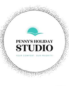 a vector illustration of a holiday studio logo at Penny's Holiday Studio in Hanioti