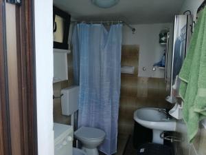 a small bathroom with a toilet and a sink at Trulli di nonno Ciccio in Cisternino +23 photos