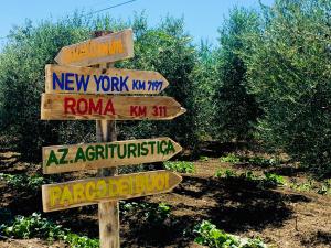 a wooden street sign with street signs on it at Az. Agr. Parco dei Buoi in Larino