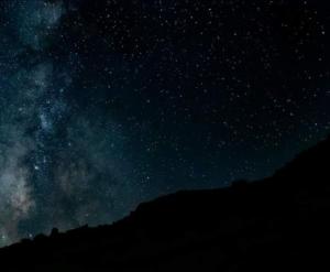 a starry night with the milky way at Wooden House at the Mountain-private in Paránimfoi