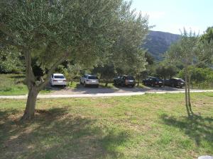 a group of cars parked in a parking lot at Apartments GORDANA Baska for relaxing holidays in Baška