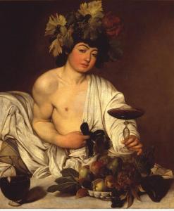 a painting of a man with a basket of fruit at Ca' del Borgo in Venosa
