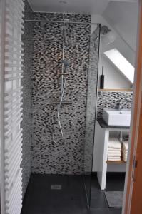 a bathroom with a shower and a sink at Casa-Anja in Zingem +48 photos