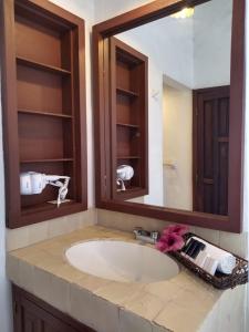 La salle de bains est pourvue d'un lavabo et d'un miroir. dans l'établissement Villas Danza del Sol, à Ajijic