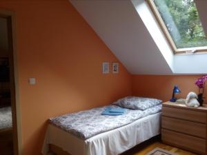 1 dormitorio con cama y ventana en Noclegi Po Rosie en Busko-Zdrój