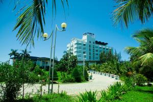 a street light in front of a building at Saigon - Ninh Chu Hotel & Resort in Phan Rang