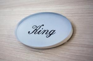 a white object with the word thing written on it at Duomo Luxury Suite Catania in Catania