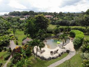 an aerial view of a garden with a swimming pool at CASITA COLIBRIS in Copecito