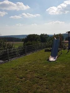 a slide in the grass in a field at Ferienwohnung Odorfer in Pleinfeld