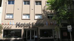 a hotel with a sign on the side of a building at Hotel Lido in Mar del Plata