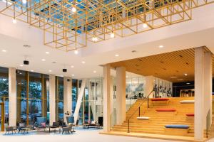 a view of the lobby of the office building at Holiday Inn Express Amsterdam - North Riverside by IHG in Amsterdam