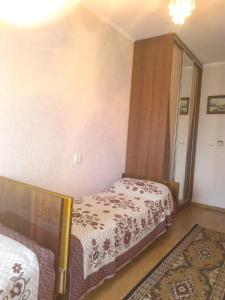 um quarto com 2 camas e um espelho em Вишня,двокімнатна квартира em Truskavets