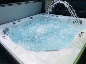 a jacuzzi tub with a water fountain at B&B Kookhai in Kluisbergen